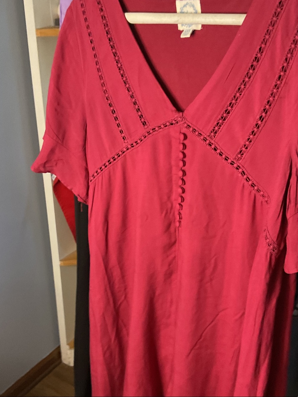 Blue Rain V-Neck Button-Front Tunic in Fuchsia